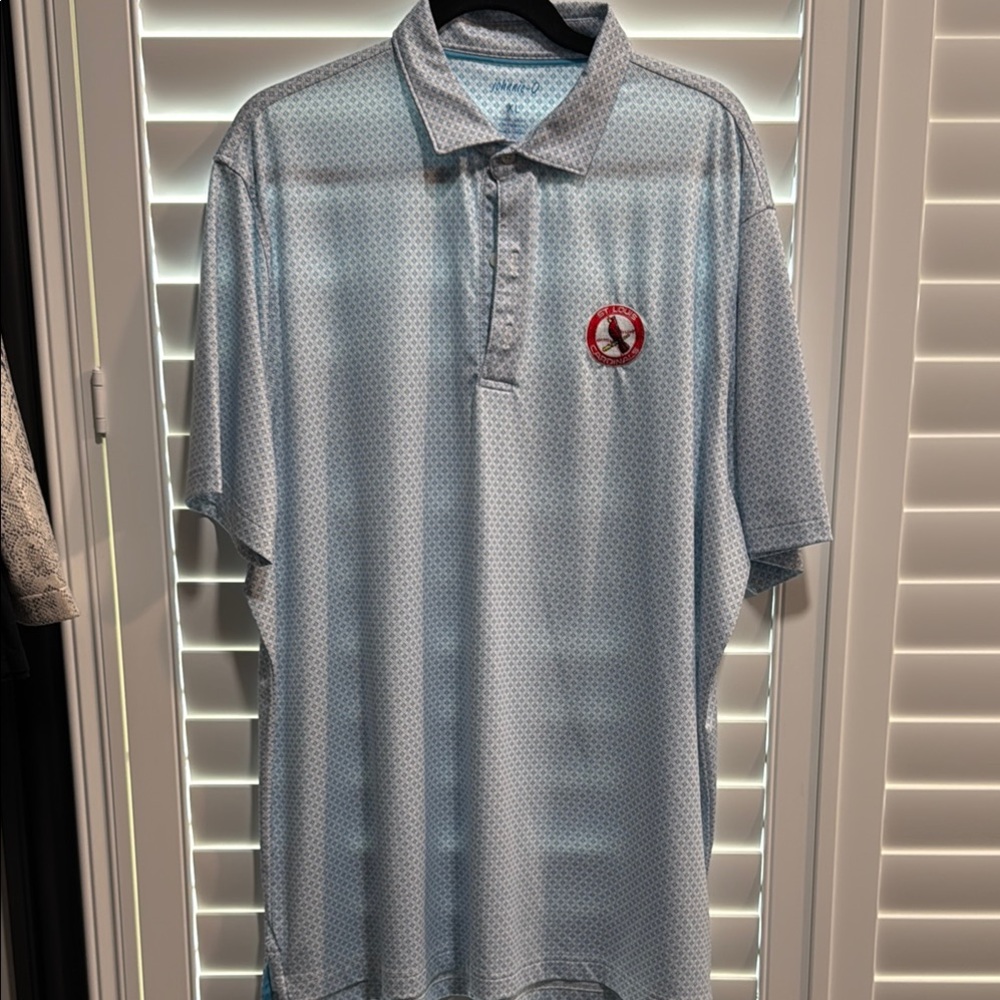JOHNNIE O Men's Blue Polo Shirt in XL cardinals logo